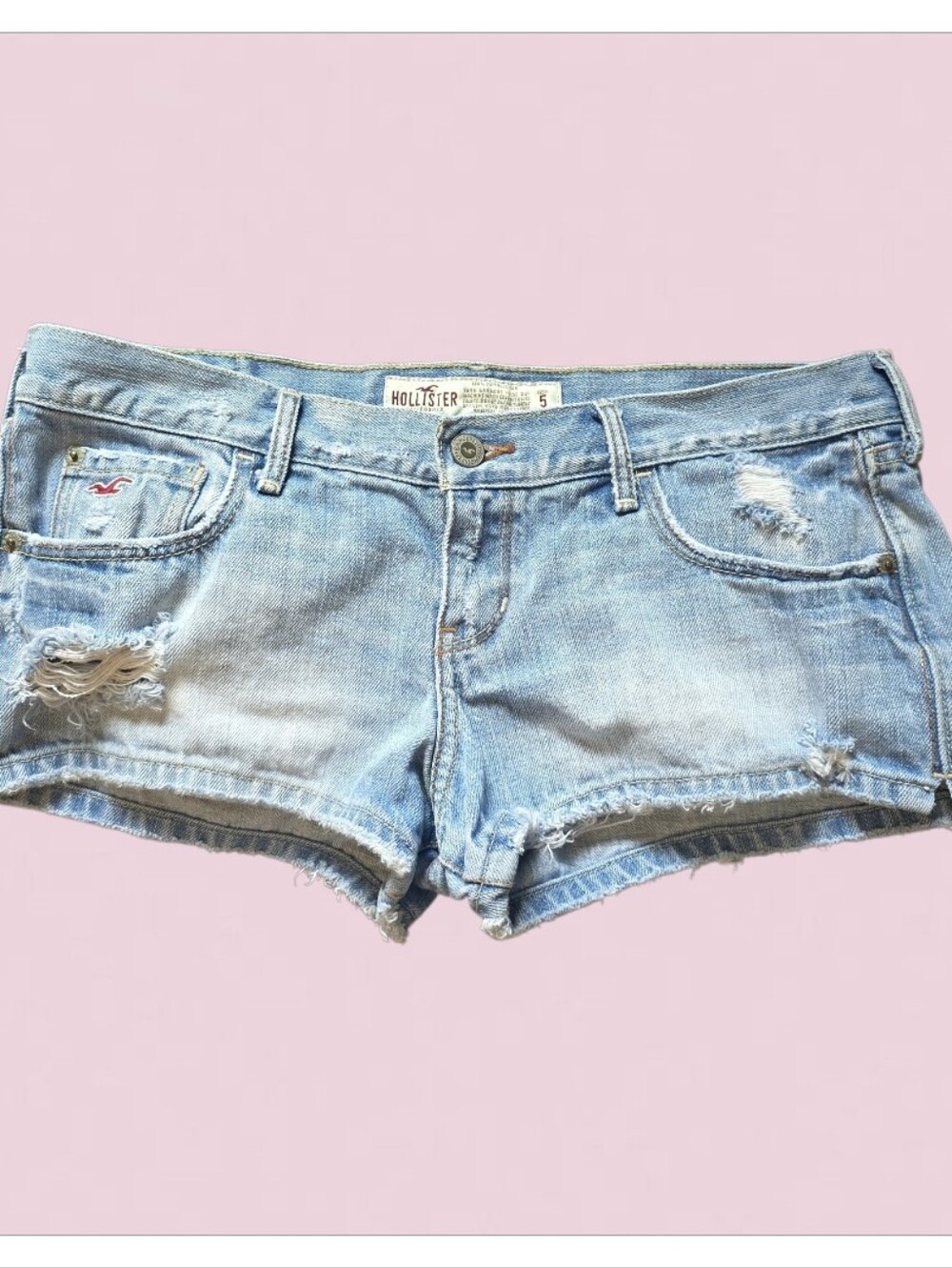 Hollister Light Blue Distressed Denim Shorts